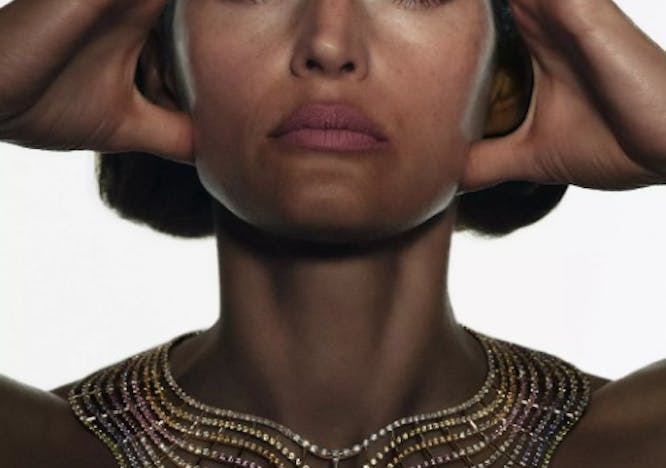 adult female person woman head face neck portrait accessories necklace
